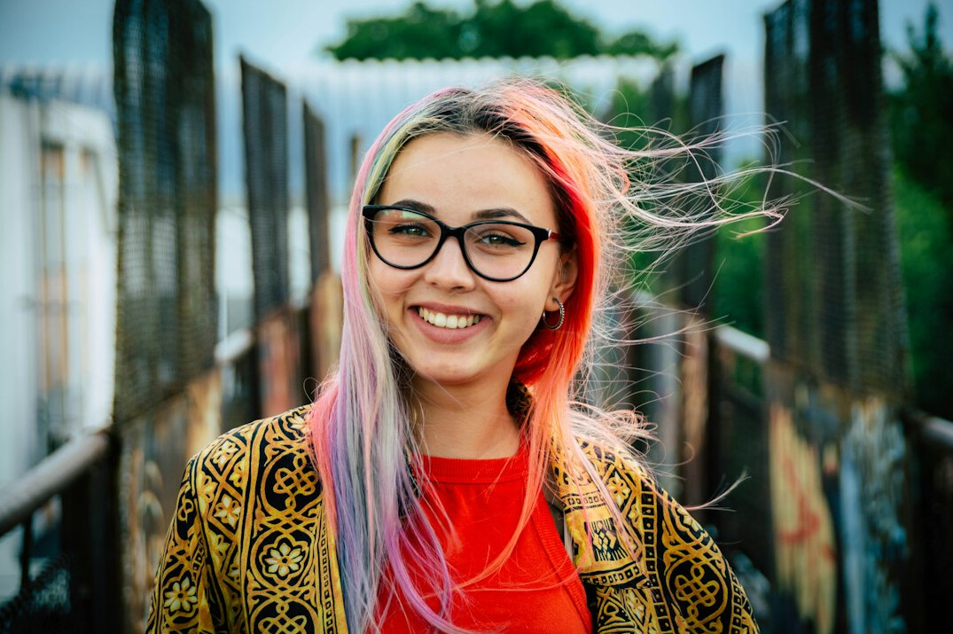 woman with vibrant hair color