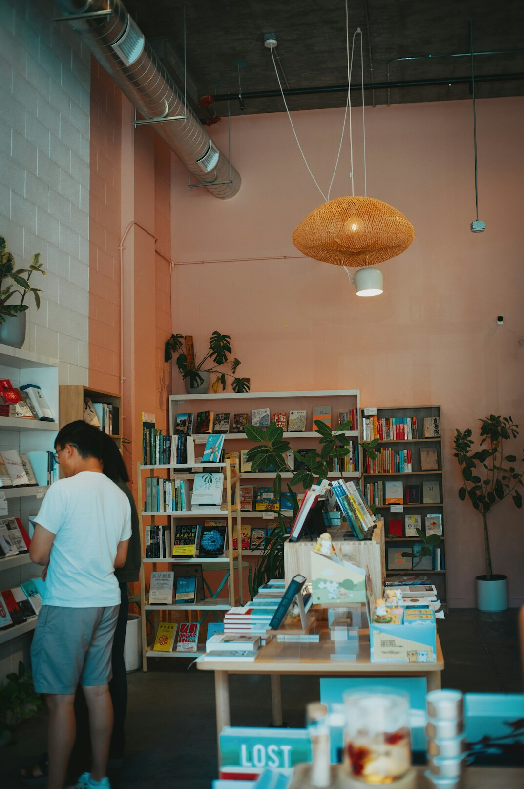bookstore interior with readers
